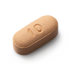 Tablet of LYBALVI 10 mg olanzapine / 10 mg samidorphan