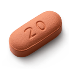 Tablet of LYBALVI 20 mg olanzapine / 10 mg samidorphan