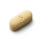 Tablet of LYBALVI 5 mg olanzapine / 10 mg samidorphan